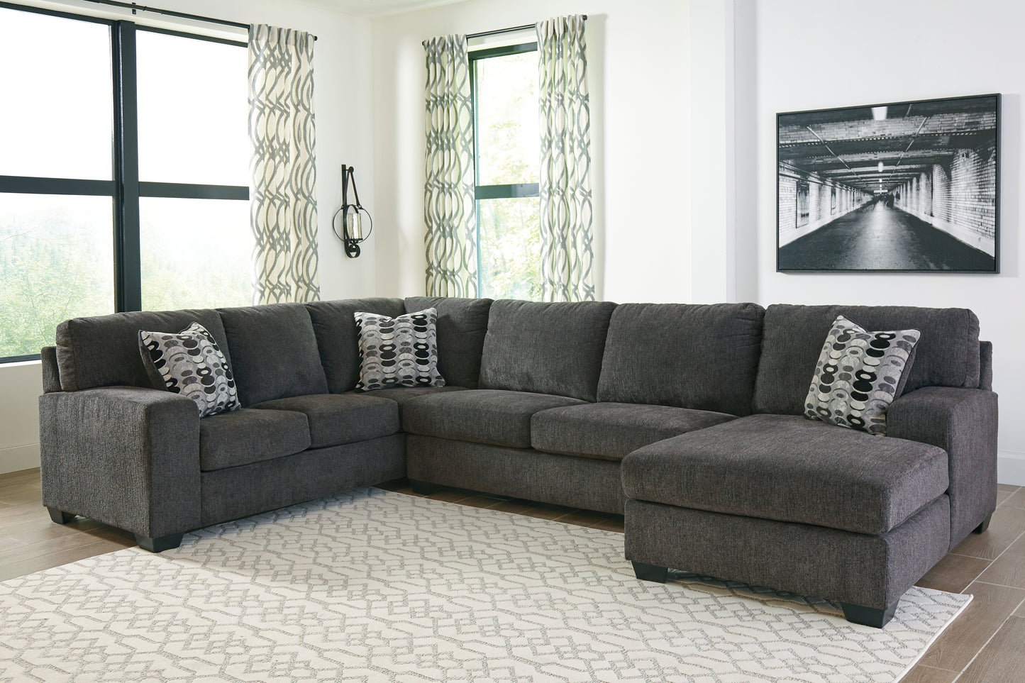 The Furniture Outlets - Ashley Furniture - Ballinasloe Sectional - LAF 3-Piece Sectional with Chaise / Smoke - 80703S2