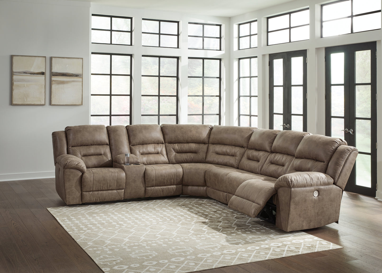 The Furniture Outlets - Ashley Furniture - Ravenel Sectional - 4-Piece Power Reclining Sectional / Fossil - 83106S3