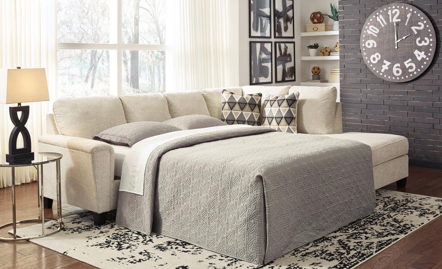 The Furniture Outlets - Ashley Furniture - Abinger Sectional - LAF 2-Piece Sleeper Sectional with Chaise / Natural - 83904S4