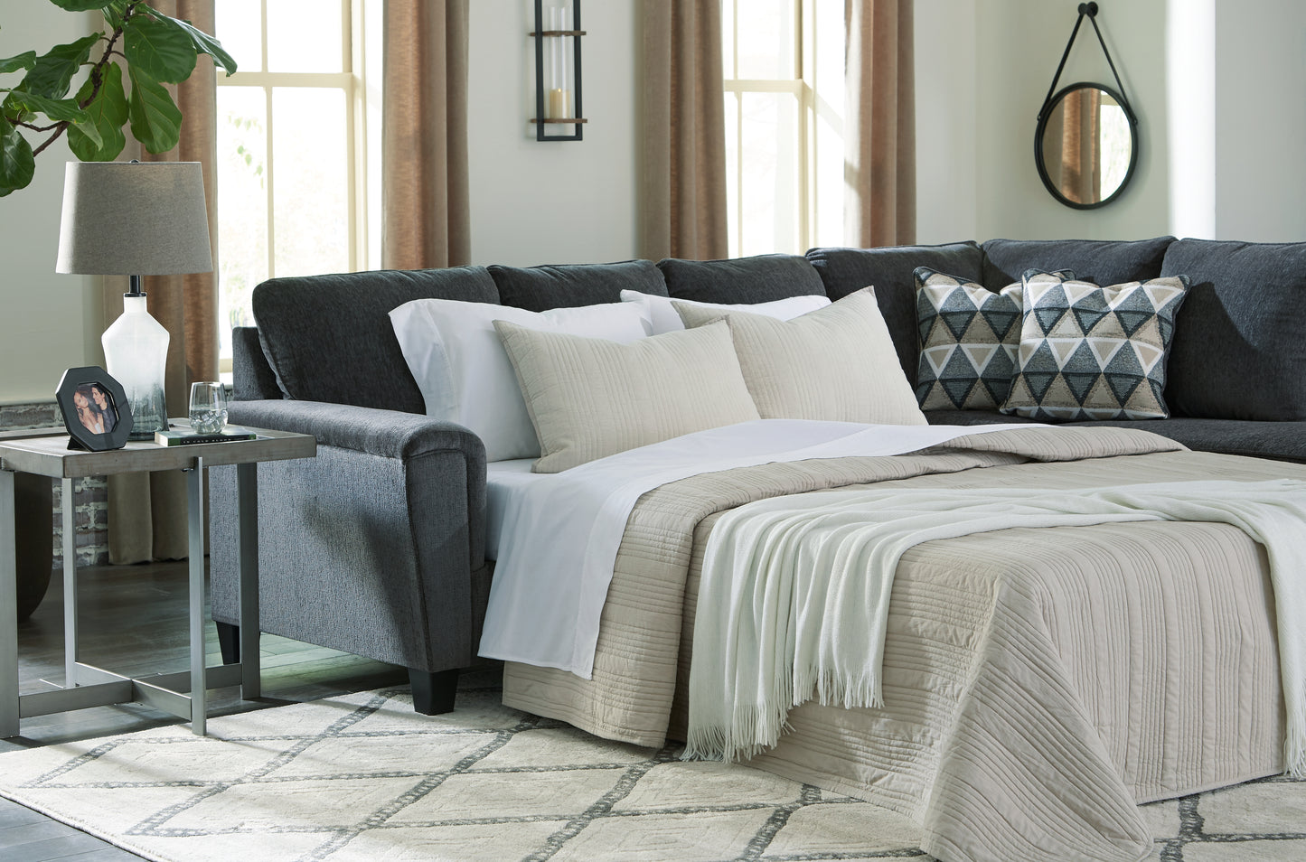 The Furniture Outlets - Ashley Furniture - Abinger Sectional - LAF 2-Piece Sleeper Sectional with Chaise / Smoke - 83905S4