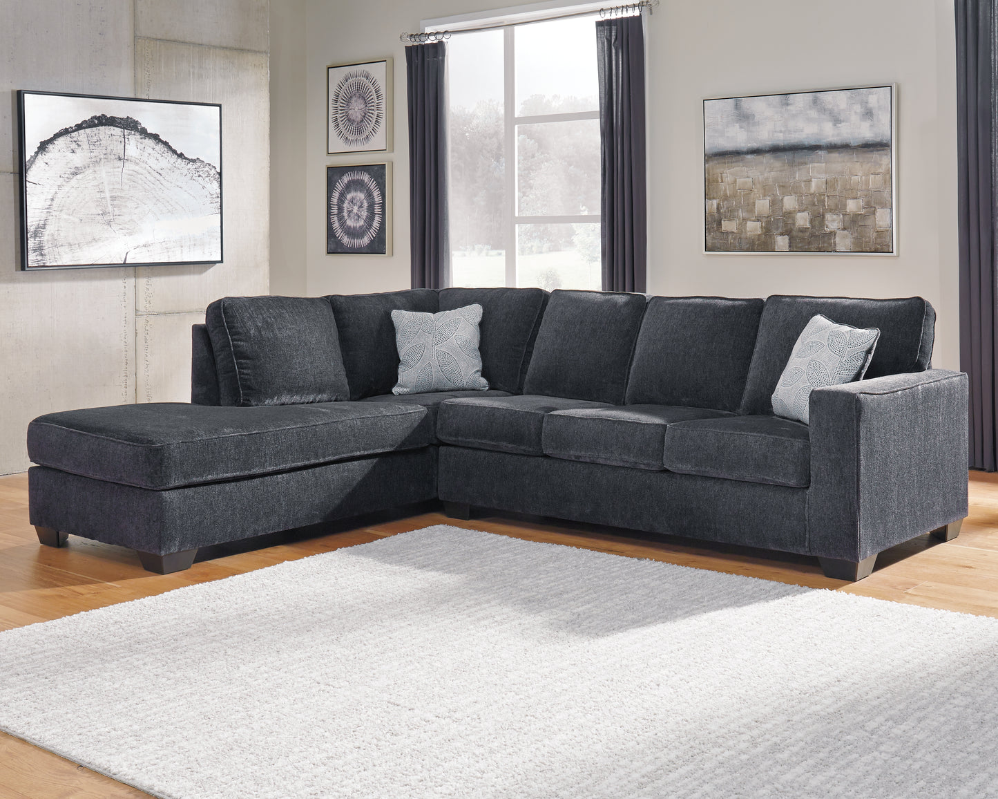 The Furniture Outlets - Ashley Furniture - Altari Sectional - RAF 2-Piece Sectional with Chaise / Slate - 87213S1