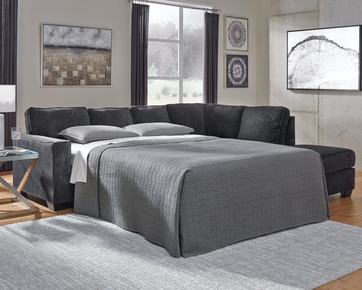 The Furniture Outlets - Ashley Furniture - Altari Sectional - 2-Piece Sleeper Sectional with Chaise / Slate - 87213S3