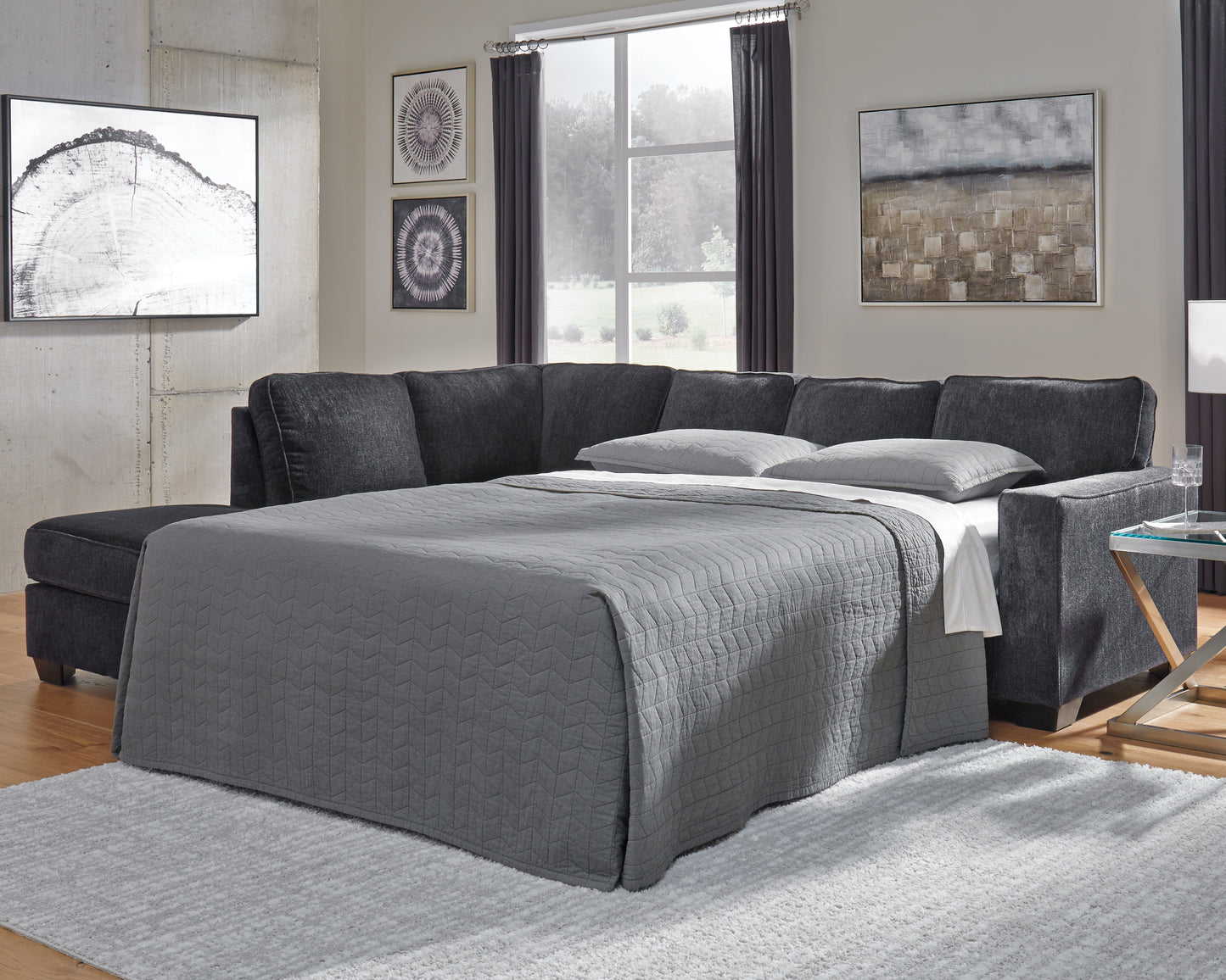 The Furniture Outlets - Ashley Furniture - Altari Sectional - RAF 2-Piece Sleeper Sectional with Chaise / Slate - 87213S4
