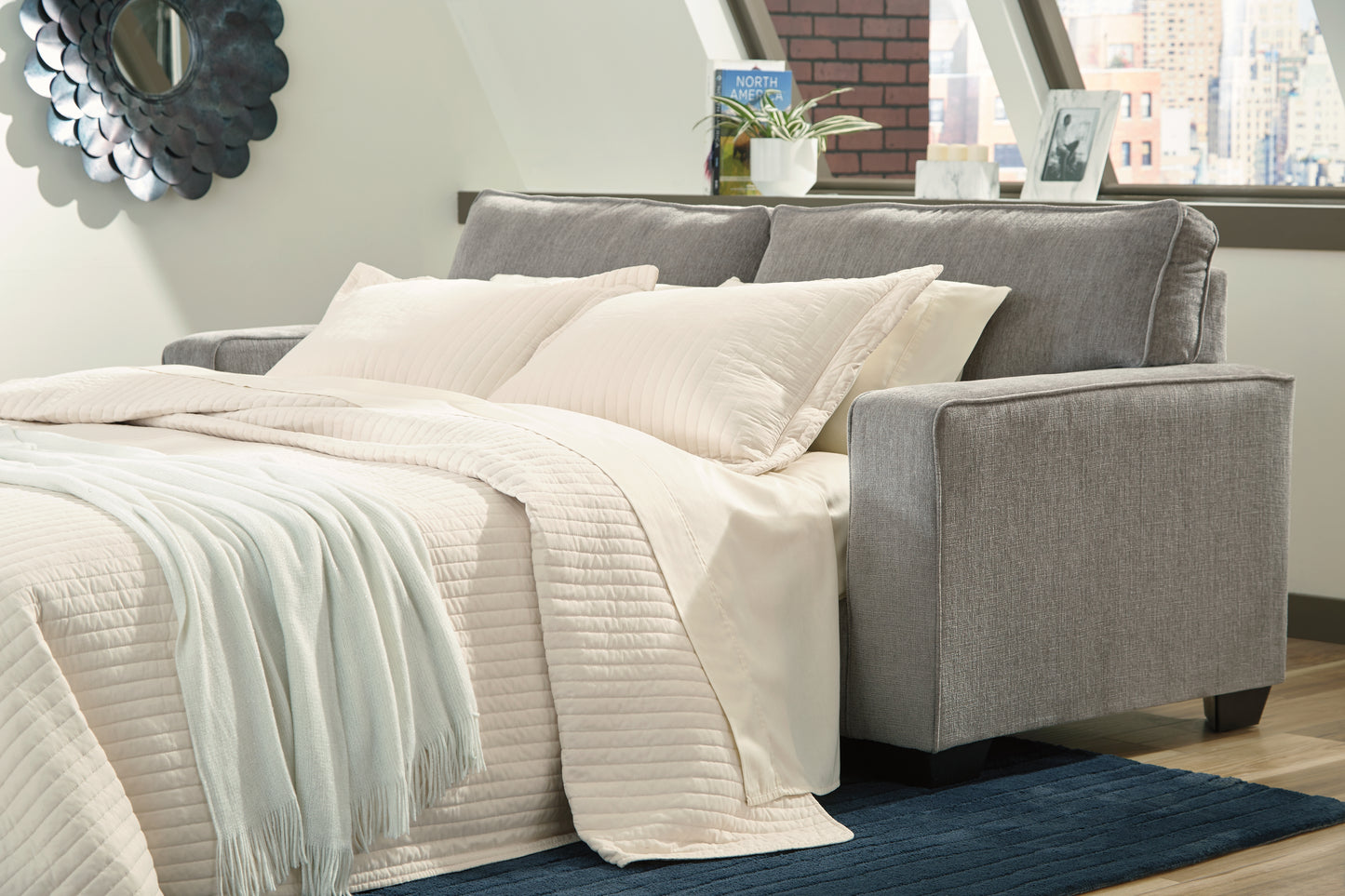 The Furniture Outlets - Ashley Furniture - Altari Living Room - Queen Sofa Sleeper / Alloy - 8721439
