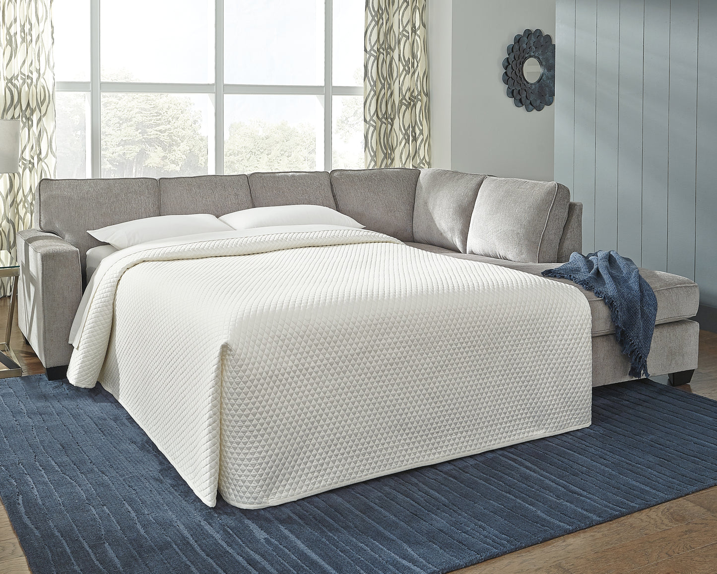The Furniture Outlets - Ashley Furniture - Altari Sectional - 2-Piece Sleeper Sectional with Chaise / Alloy - 87214S3