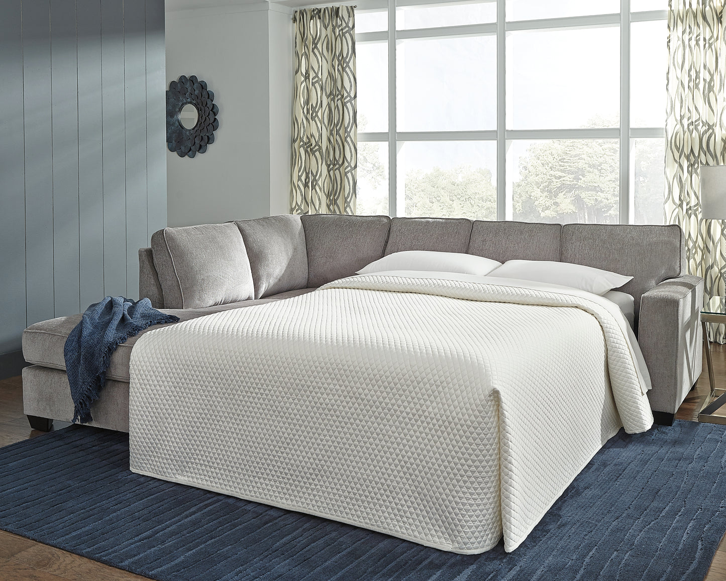 The Furniture Outlets - Ashley Furniture - Altari Sectional - RAF 2-Piece Sleeper Sectional with Chaise / Alloy - 87214S4