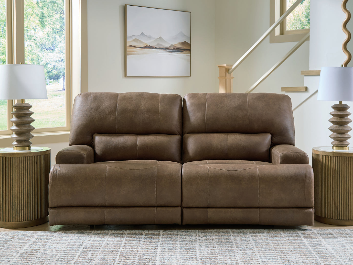 The Furniture Outlets - Ashley Furniture - Beckley Place Living Room - 2 Seat PWR REC Sofa ADJ HDREST / Earth - PC9180247
