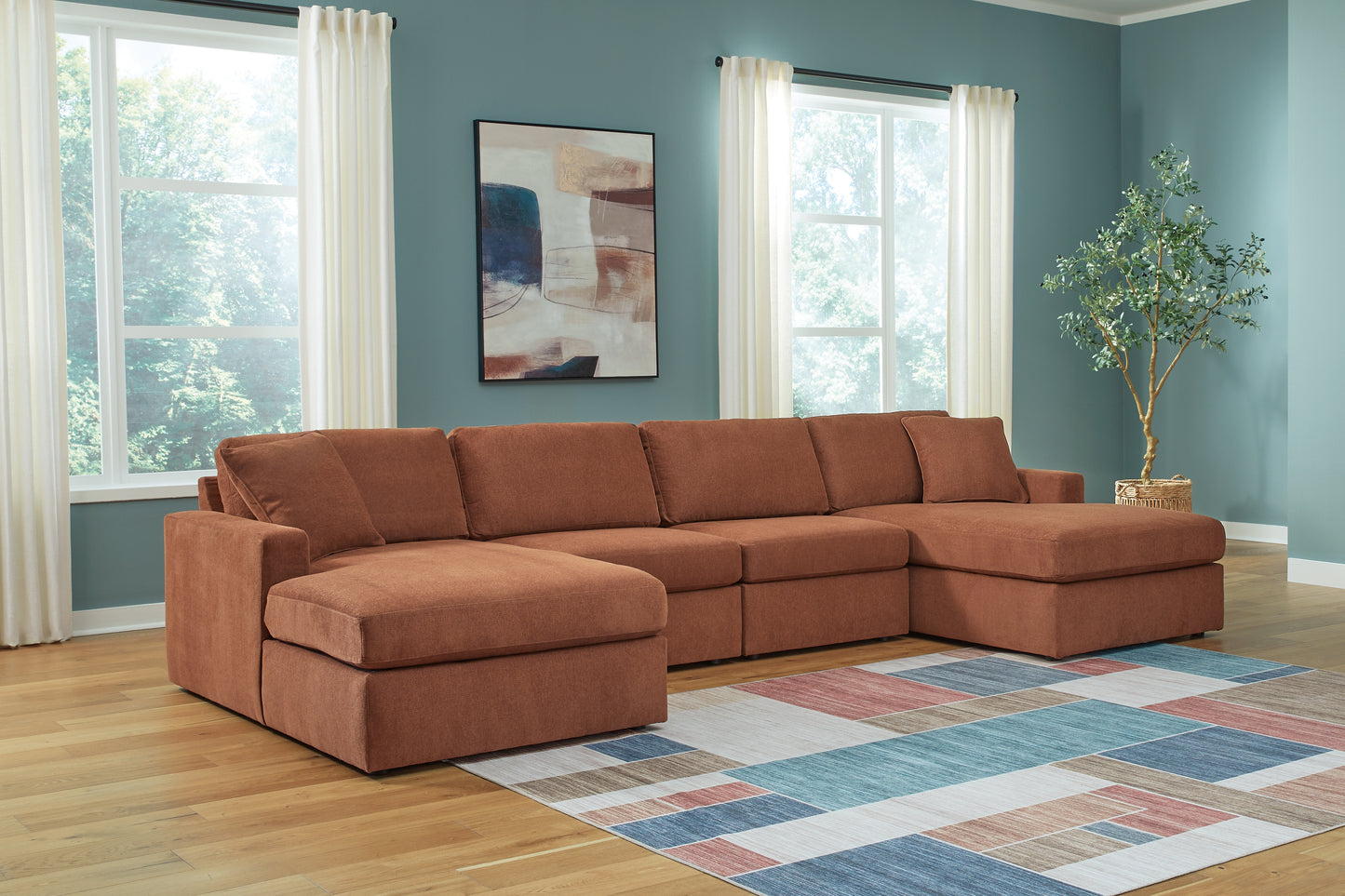 The Furniture Outlets - Ashley Furniture - Modmax Sectional - RAF 4-Piece Sectional with Chaise / Spice - 92102S19
