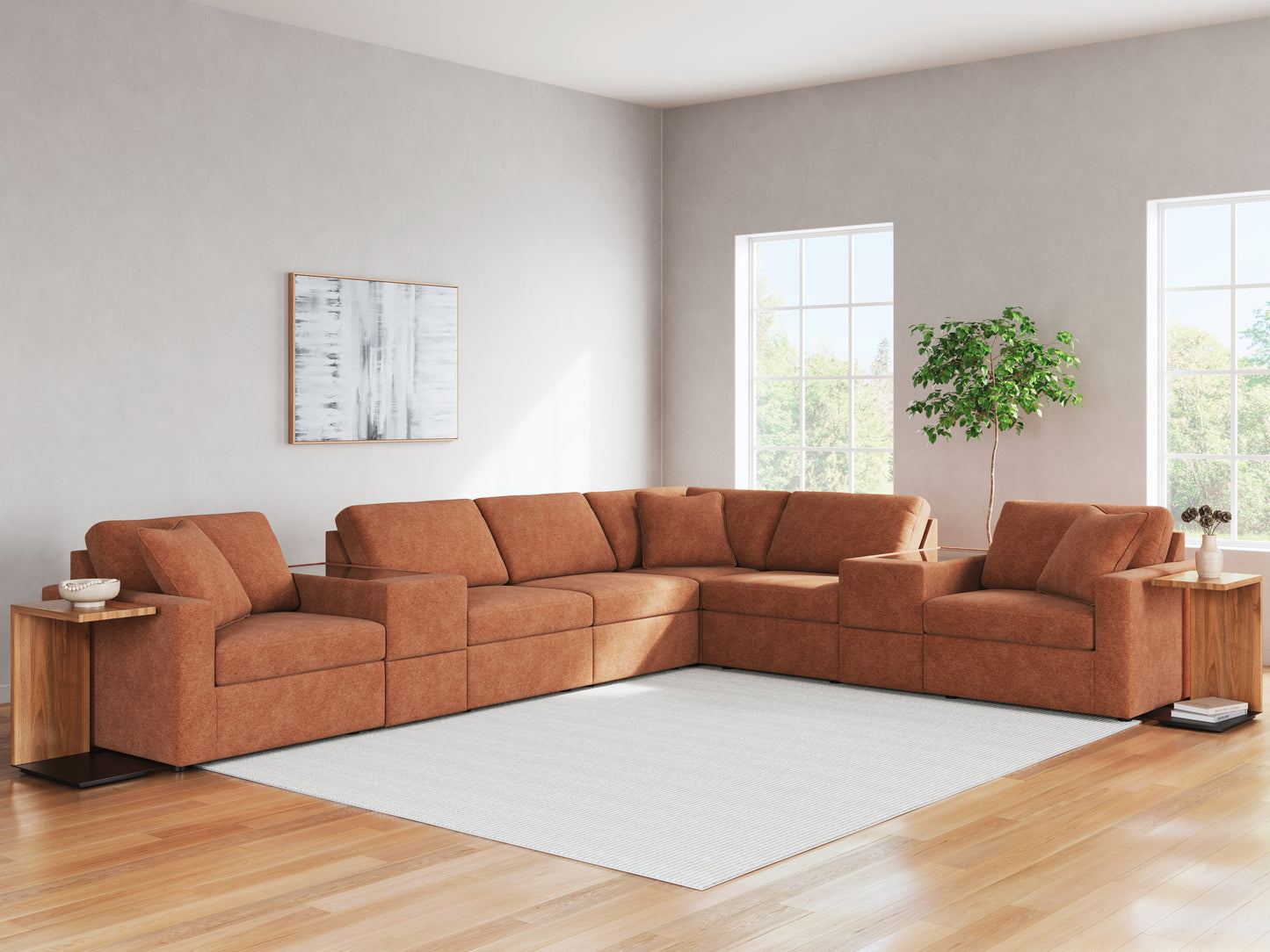 The Furniture Outlets - Ashley Furniture - Modmax Sectional - RAF 8-Piece Sectional / Spice - 92102S11