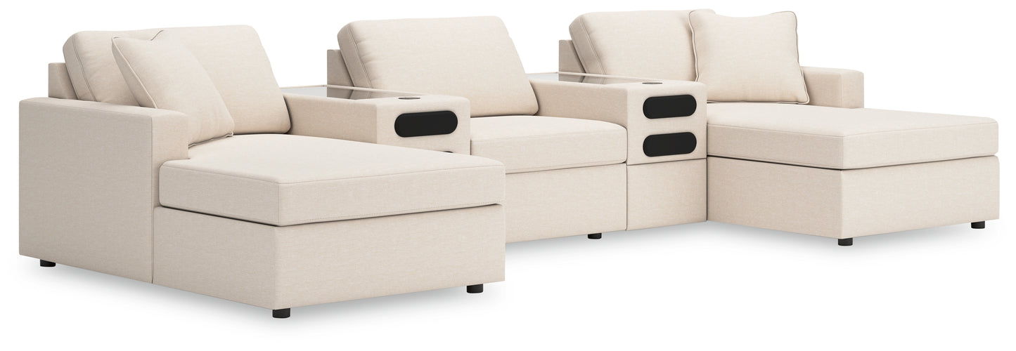 The Furniture Outlets - Ashley Furniture - Modmax Sectional - RAF 5-Piece Double Chaise with Audio Consoles / Oyster - 92103S49