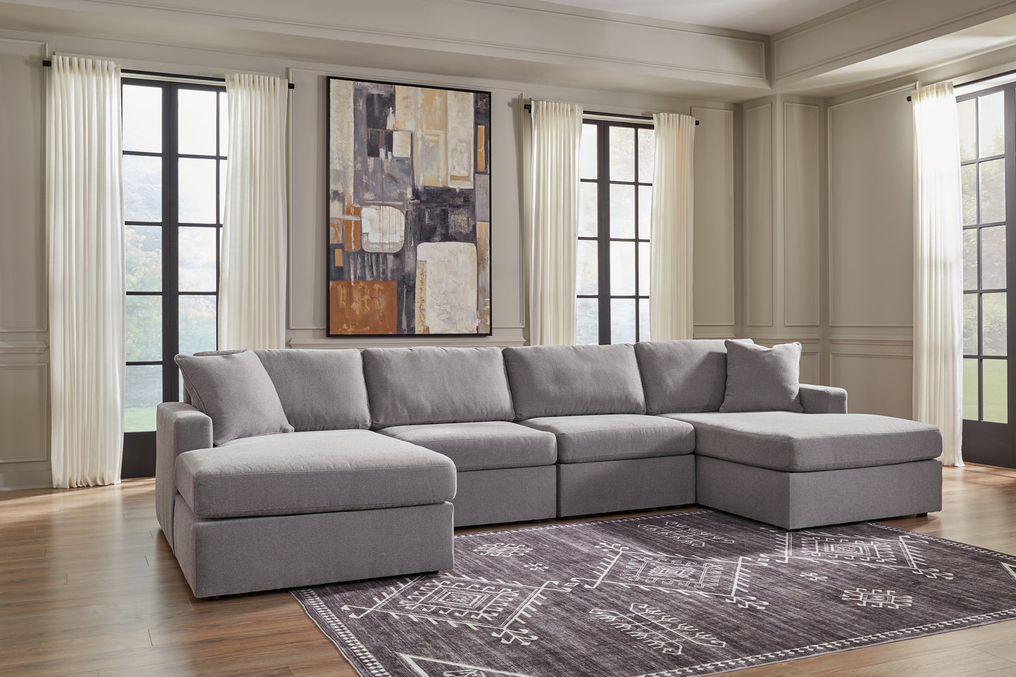 The Furniture Outlets - Ashley Furniture - Modmax Sectional - RAF 4-Piece Sectional with Chaise / Granite - 92104S19
