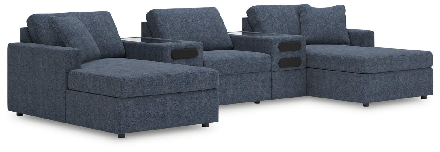 The Furniture Outlets - Ashley Furniture - Modmax Sectional - RAF 5-Piece Double Chaise with Audio Consoles / Ink - 92121S49