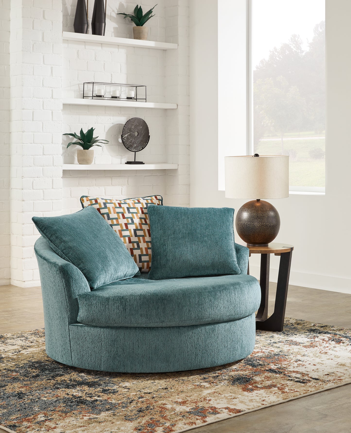 The Furniture Outlets - Ashley Furniture - Laylabrook Living Room - Oversized Swivel Accent Chair / Teal - 9220621