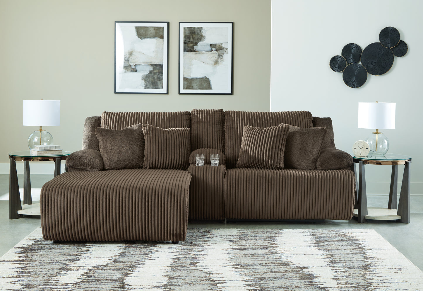 The Furniture Outlets - Ashley Furniture - Top Tier Sectional - 3-Piece Reclining Sectional Sofa with Chaise / Chocolate - 92705S5