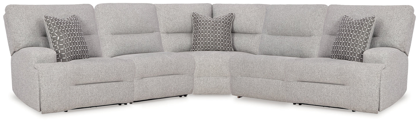 The Furniture Outlets - Ashley Furniture - Acklen Place Sectional - 5-Piece Power Reclining Sectional / Pewter - 93605S3