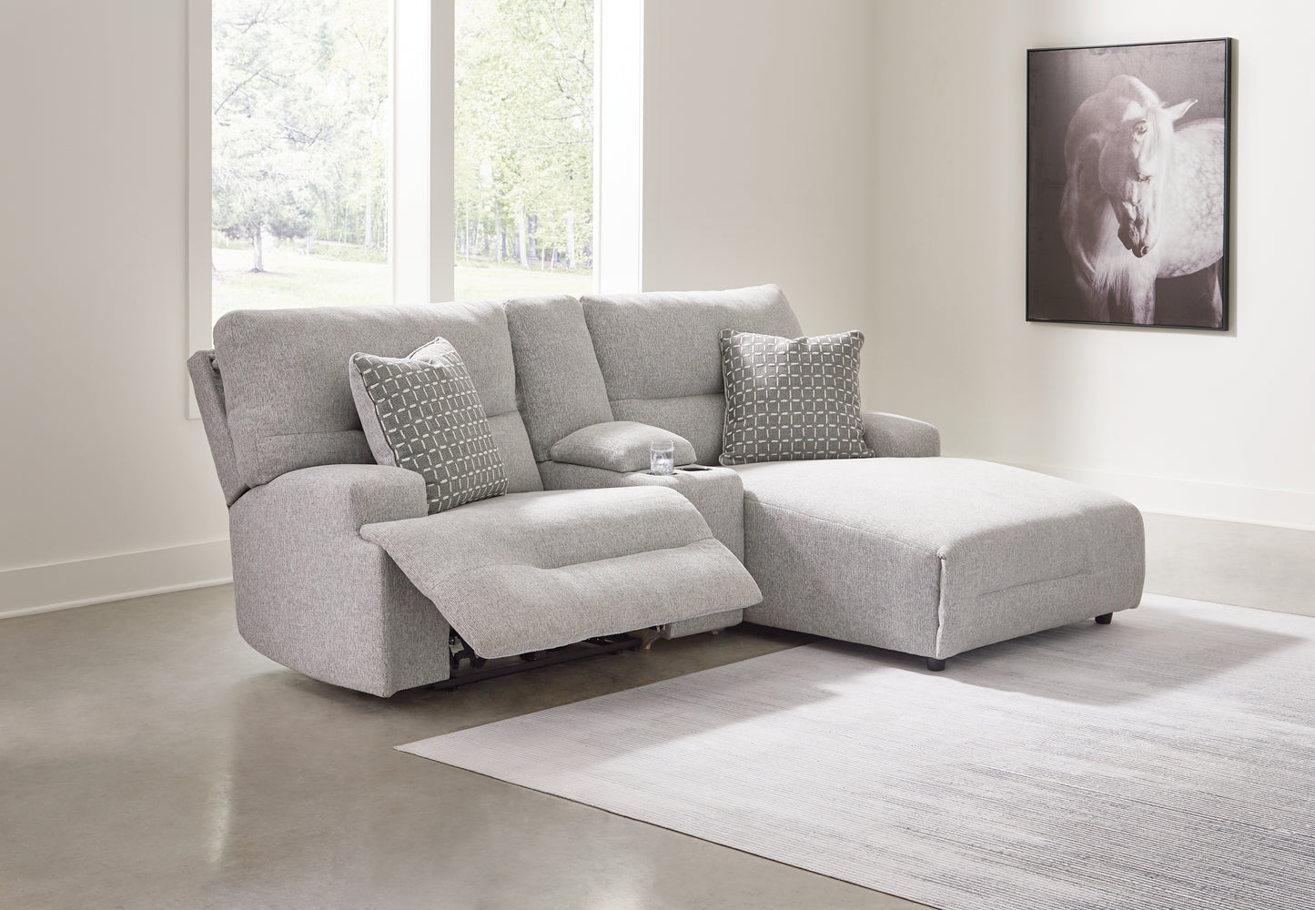 The Furniture Outlets - Ashley Furniture - Acklen Place Sectional - 3-Piece Power Reclining Sectional Sofa with Chaise / Pewter - 93605S4