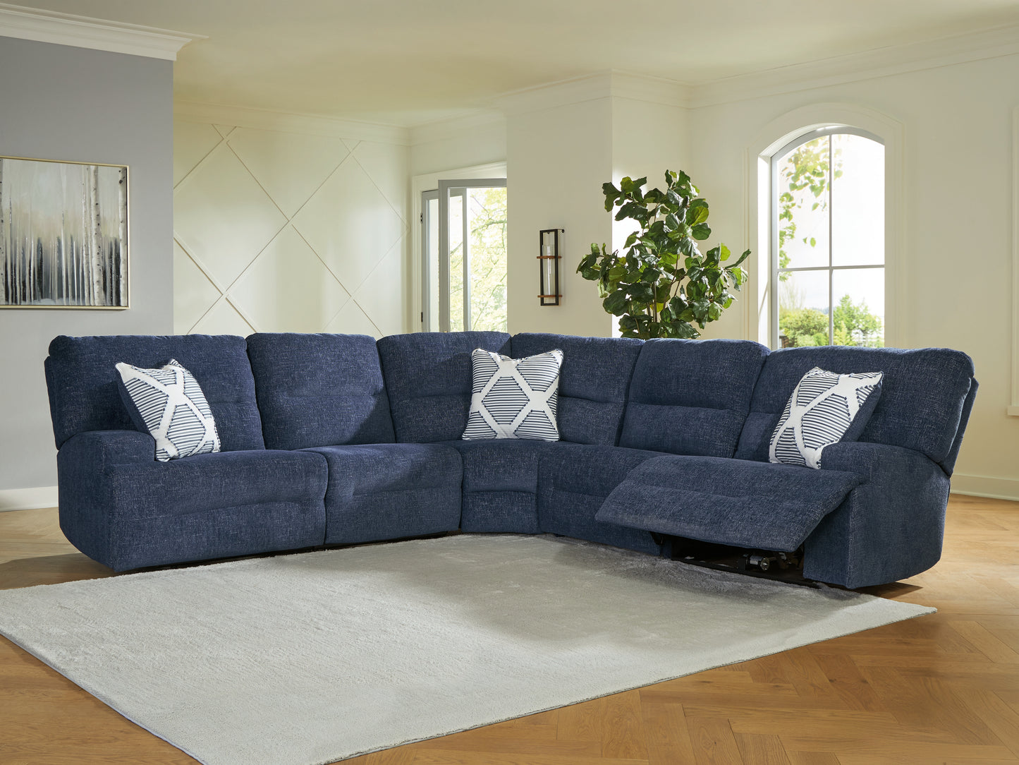 The Furniture Outlets - Ashley Furniture - Acklen Place Sectional - 2-Piece Power Reclining Sectional / Navy - 93607S16