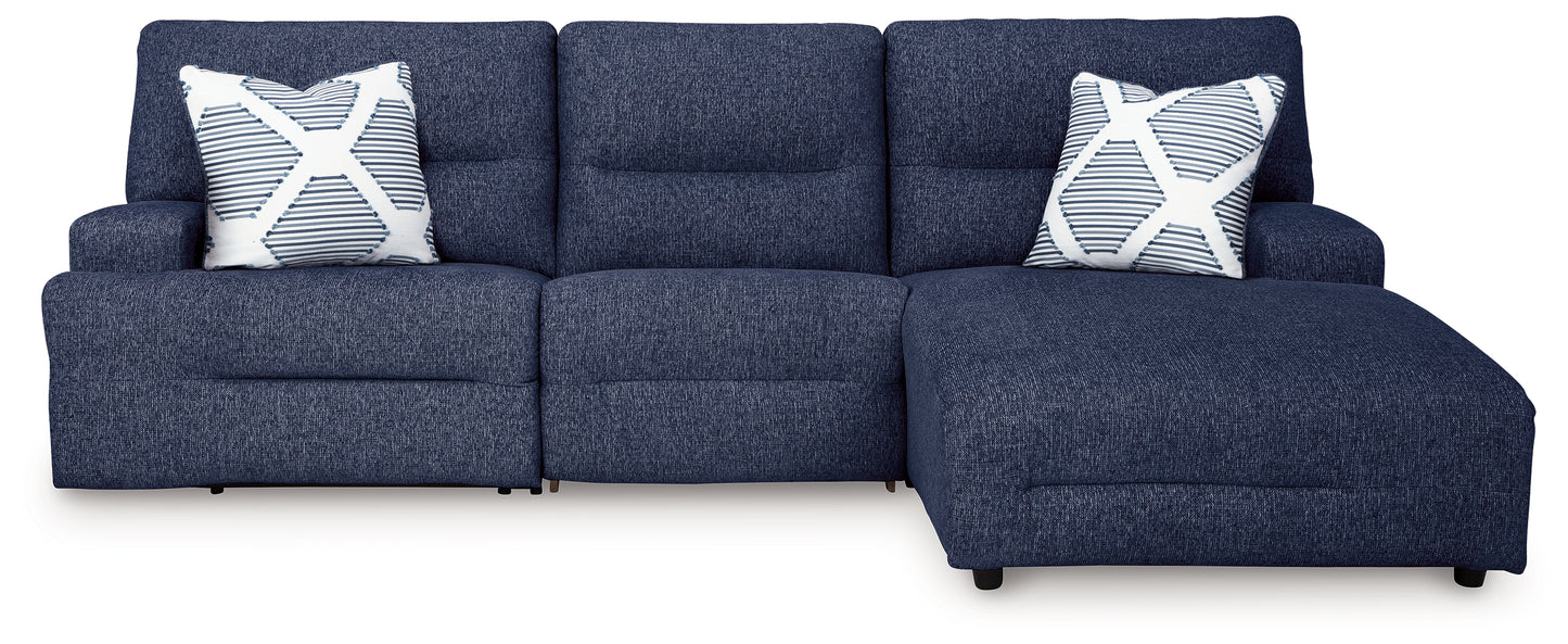 The Furniture Outlets - Ashley Furniture - Acklen Place Sectional - 3-Piece Power Reclining Sectional / Navy - 93607S6