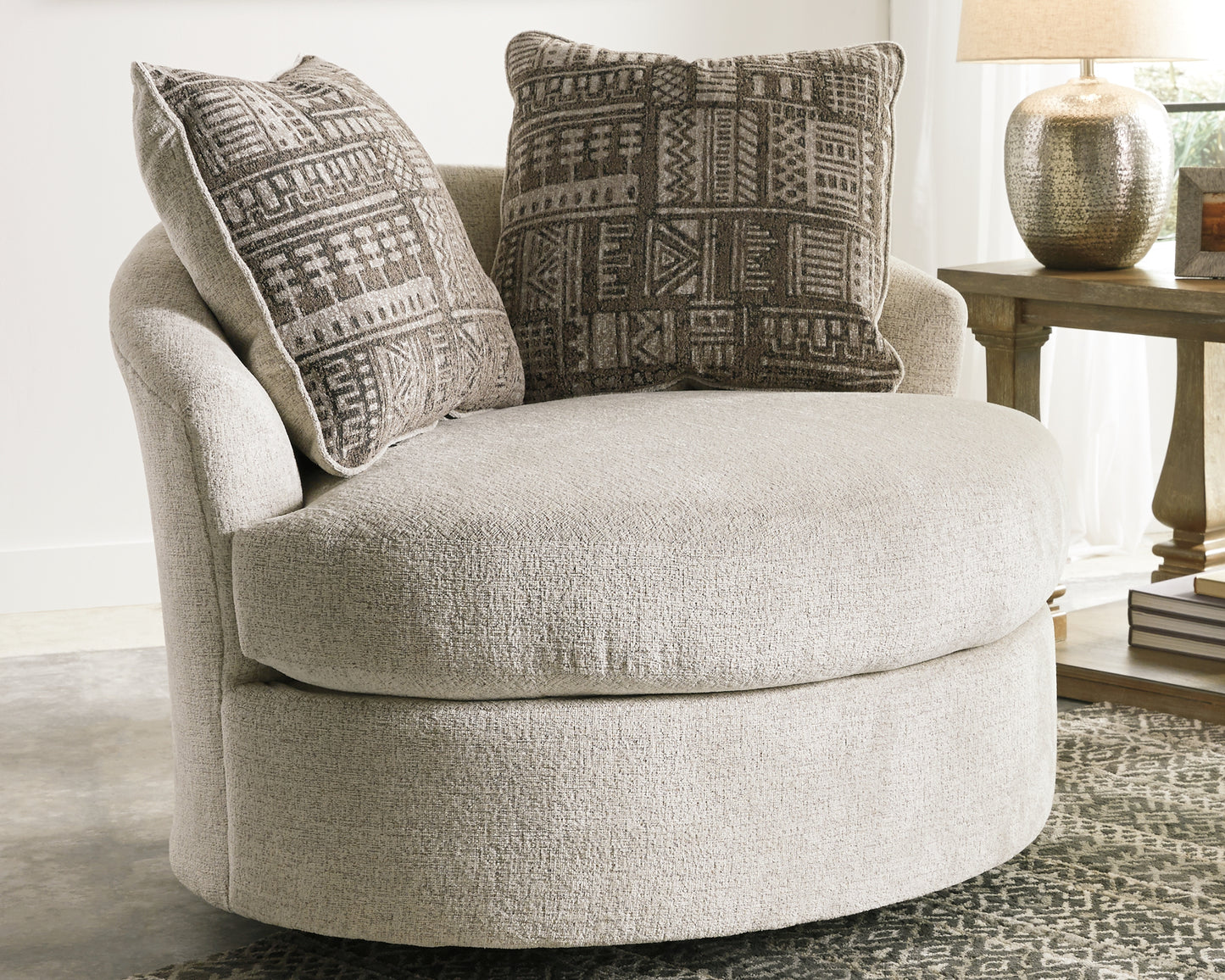The Furniture Outlets - Ashley Furniture - Soletren Living Room - Swivel Accent Chair / Stone - 9510444