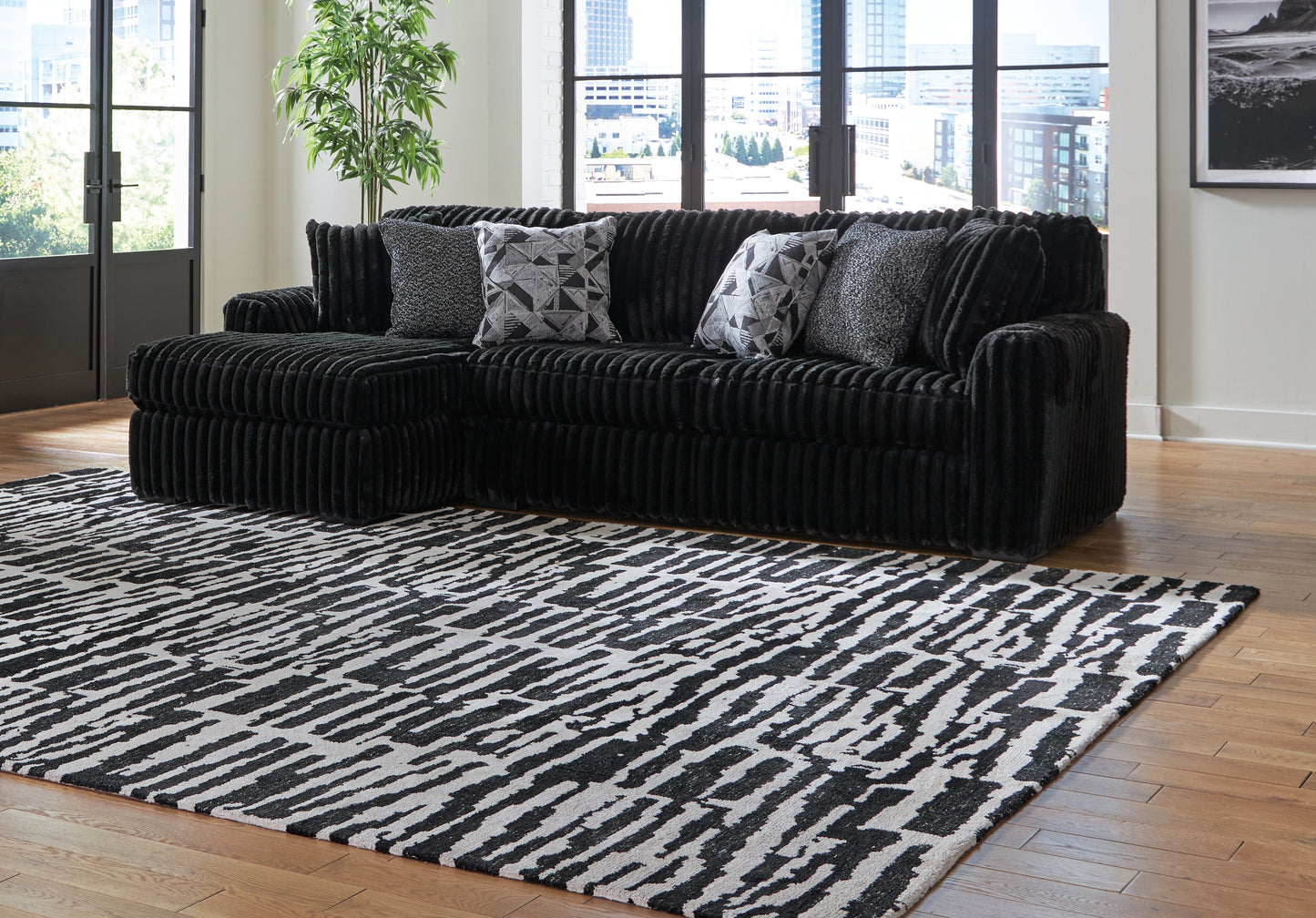 The Furniture Outlets - Ashley Furniture - Midnight-Madness Sectional - LAF 3-Piece Sectional with Chaise / Onyx - 98103S9