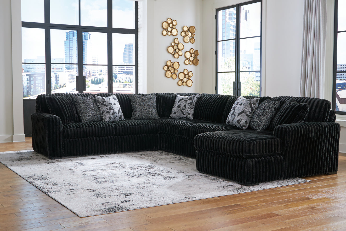 The Furniture Outlets - Ashley Furniture - Midnight-Madness Sectional - LAF 4-Piece Sectional with Chaise / Onyx - 98103S3