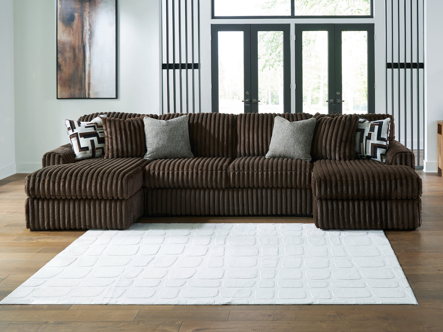 The Furniture Outlets - Ashley Furniture - Midnight-Madness Sectional - RAF 3-Piece Sectional with Chaise / Chocolate - 98104S5