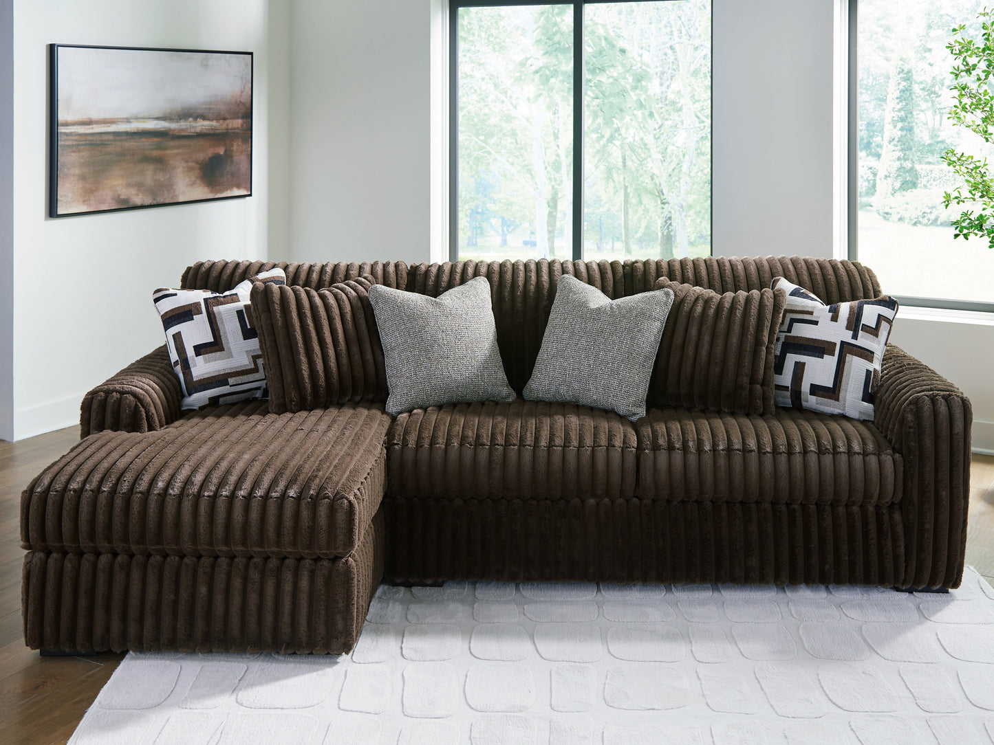 The Furniture Outlets - Ashley Furniture - Midnight-Madness Sectional - RAF 2-Piece Sectional Sofa with Chaise / Chocolate - 98104S1