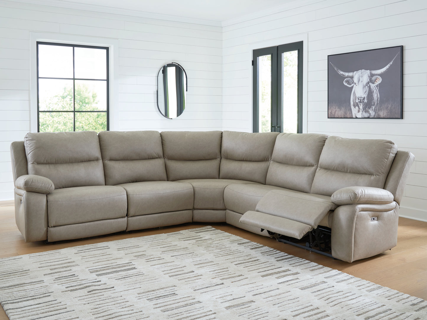 The Furniture Outlets - Ashley Furniture - Narwhal Place Sectional - 5-Piece Power Reclining Sectional / Pebble - PC99201S8