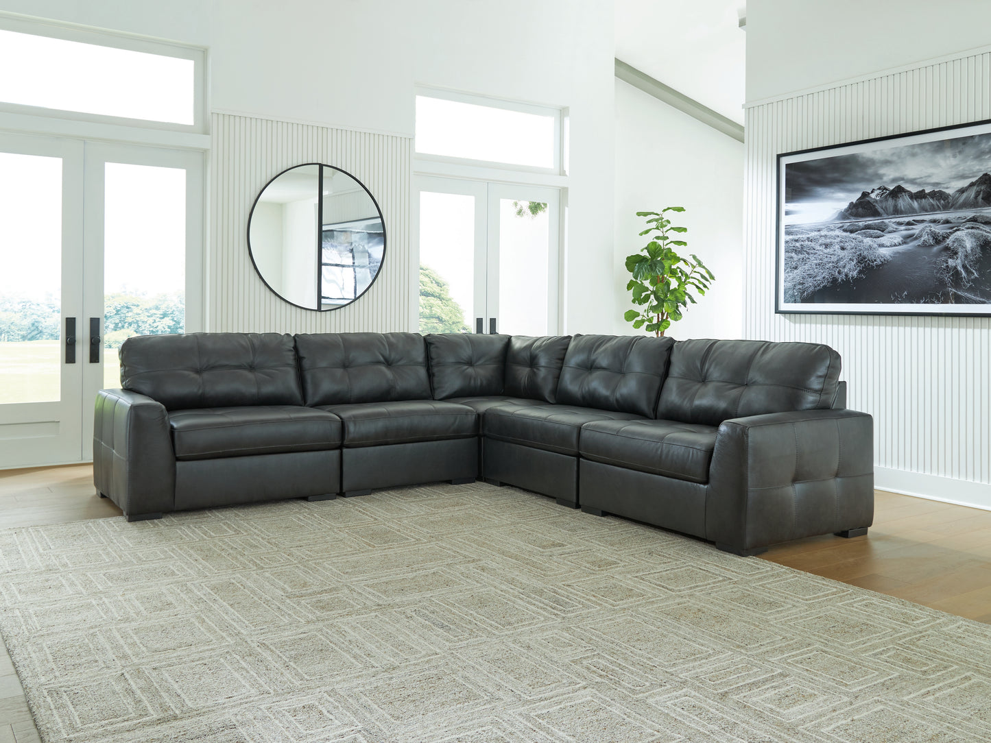 The Furniture Outlets - Ashley Furniture - Brindley Pier Sectional - RAF 5-Piece Sectional / Fog - 99503S3