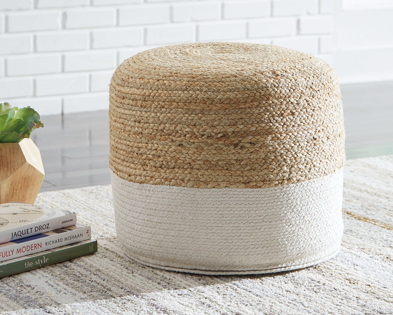 The Furniture Outlets - Ashley Furniture - Sweed Valley Pouf - Pouf / Natural/Black - A1000422