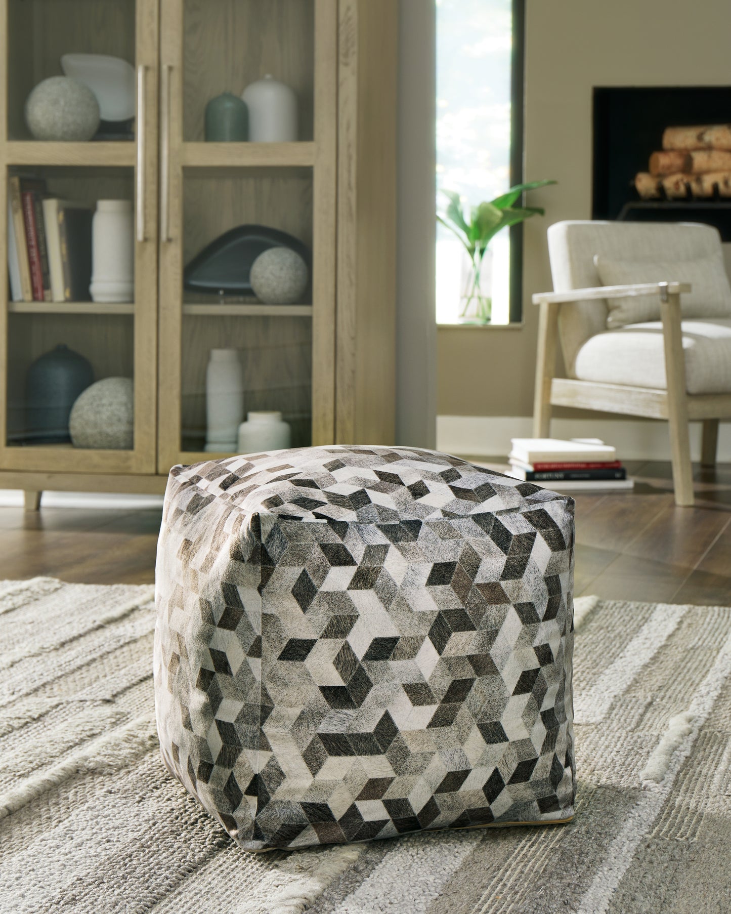 The Furniture Outlets - Ashley Furniture - Albermarle Pouf - Pouf / Gray/Brown - A1000983