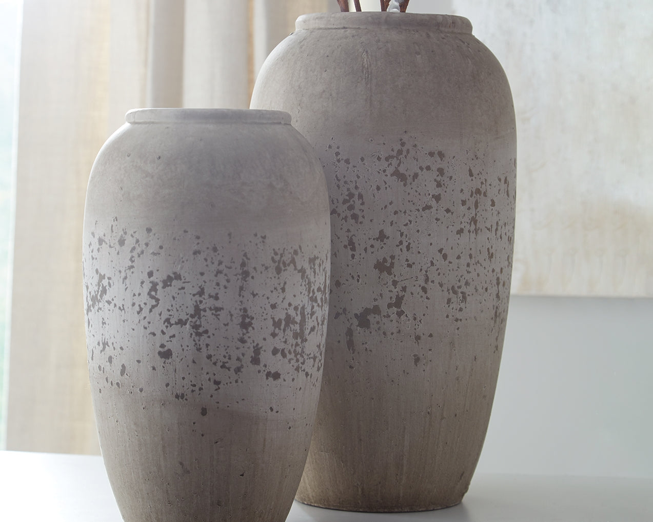 The Furniture Outlets - Ashley Furniture - Dimitra Vase - Vase Set (Set of 2) / Brown/Cream - A2000110
