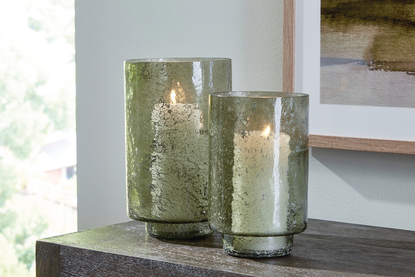 The Furniture Outlets - Ashley Furniture - Clarkton Candle Holder - Candle Holder Set (Set of 2) / Green - A2000623