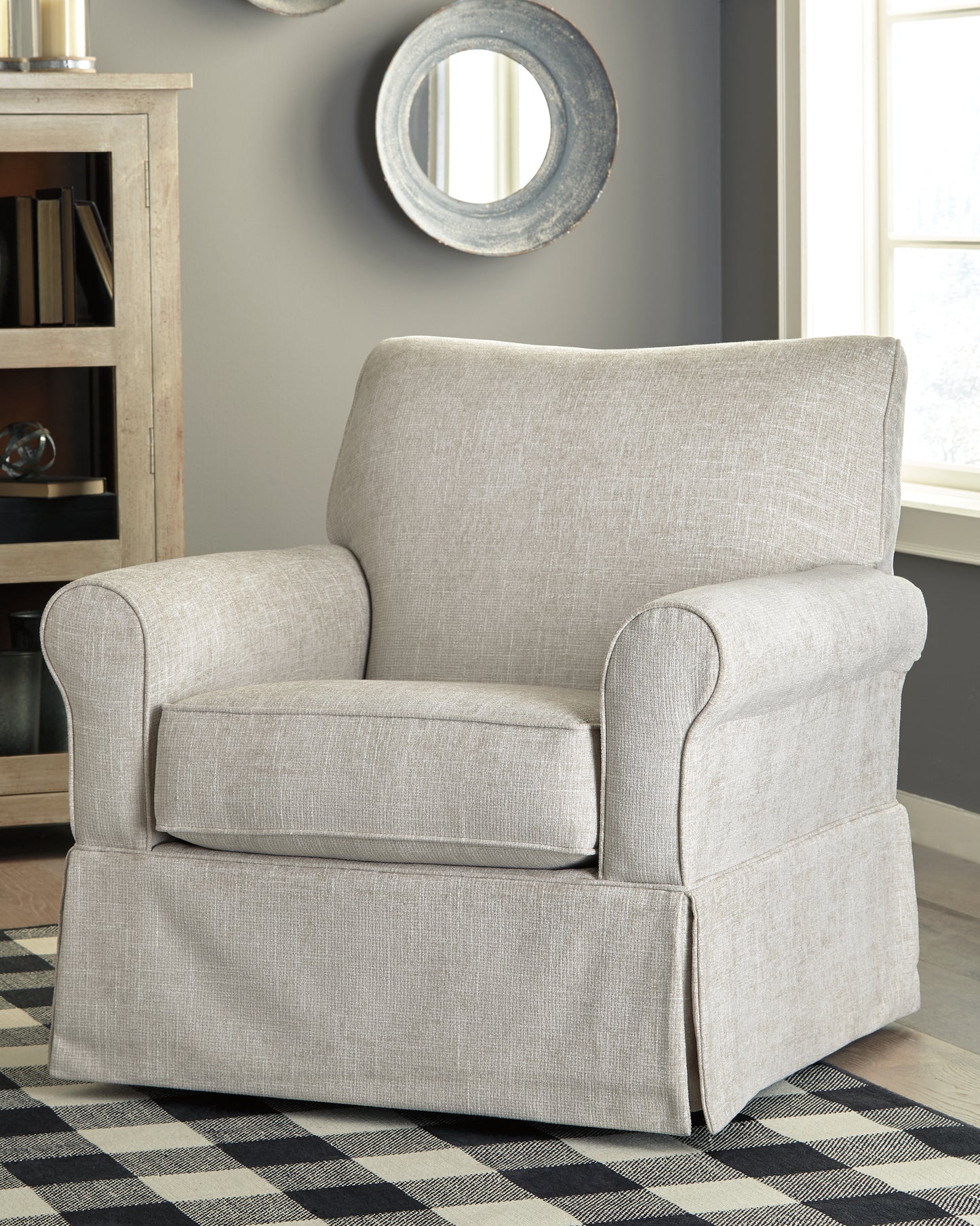 The Furniture Outlets - Ashley Furniture - Searcy Accent Chair - Swivel Glider Accent Chair / Quartz - A3000006