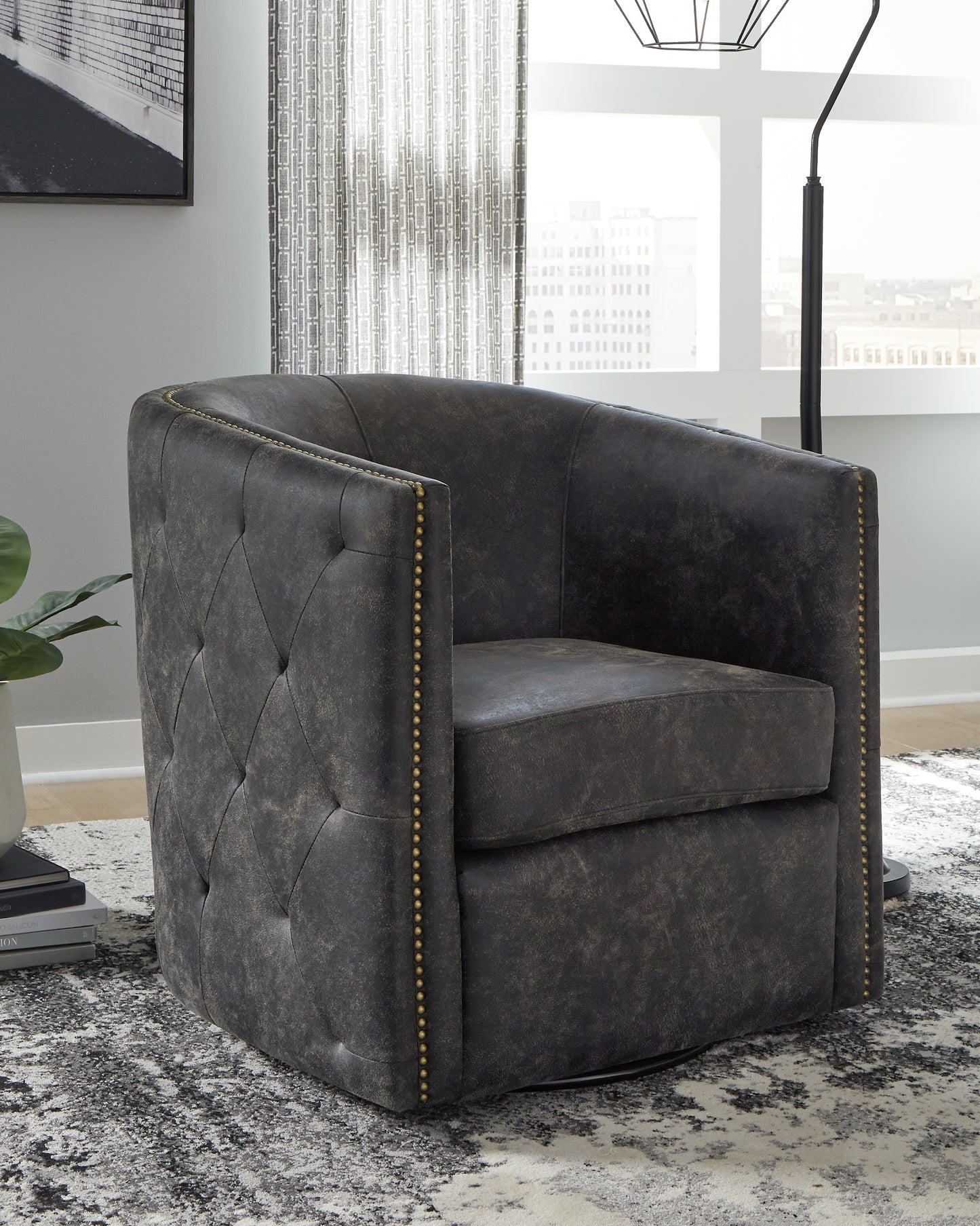 The Furniture Outlets - Ashley Furniture - Brentlow Swivel Accent Chair - Swivel Accent Chair / Granite - A3000741
