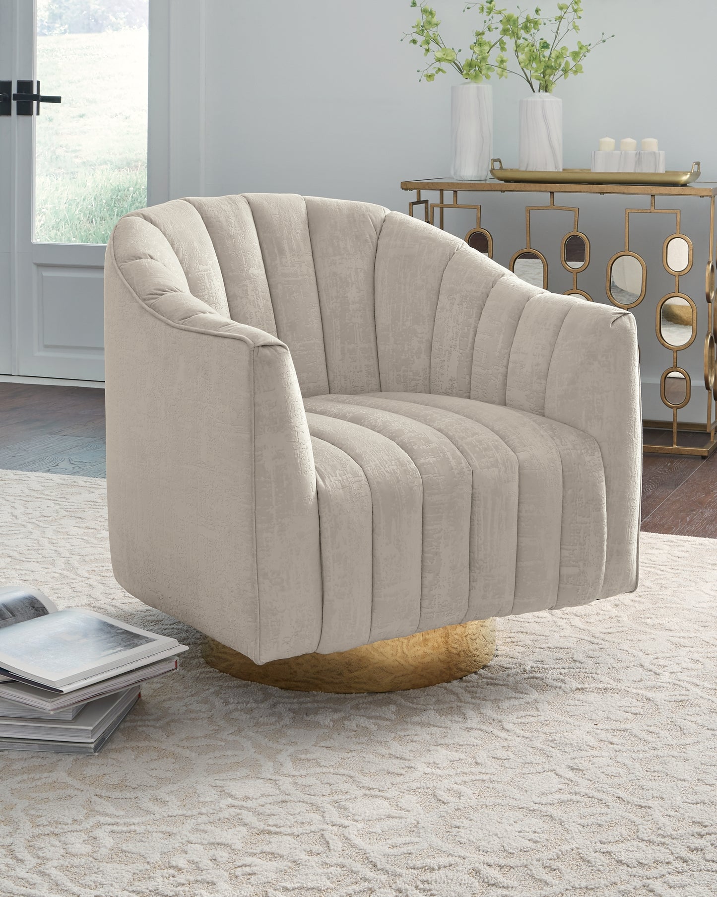 The Furniture Outlets - Ashley Furniture - Penzlin Accent Chair - Swivel Accent Chair / Pearl - A3000241