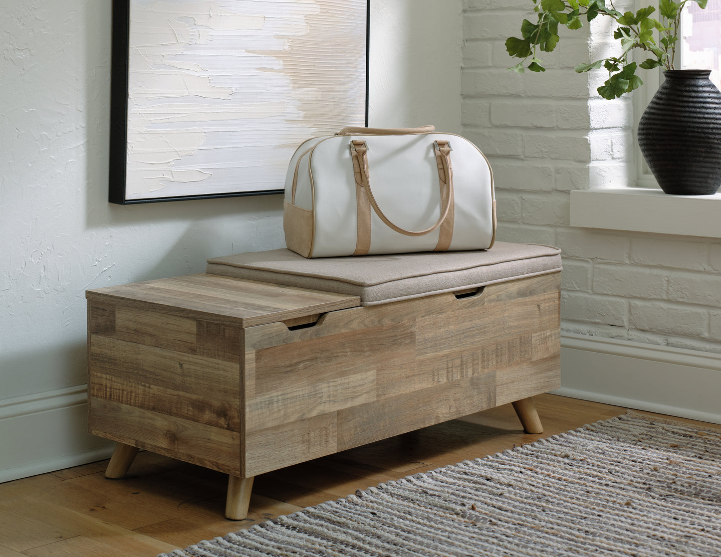 The Furniture Outlets - Ashley Furniture - Gerdanet Storage Bench - Storage Bench / Beige/Brown / 39"W x 19"D x 17"H - A3000318