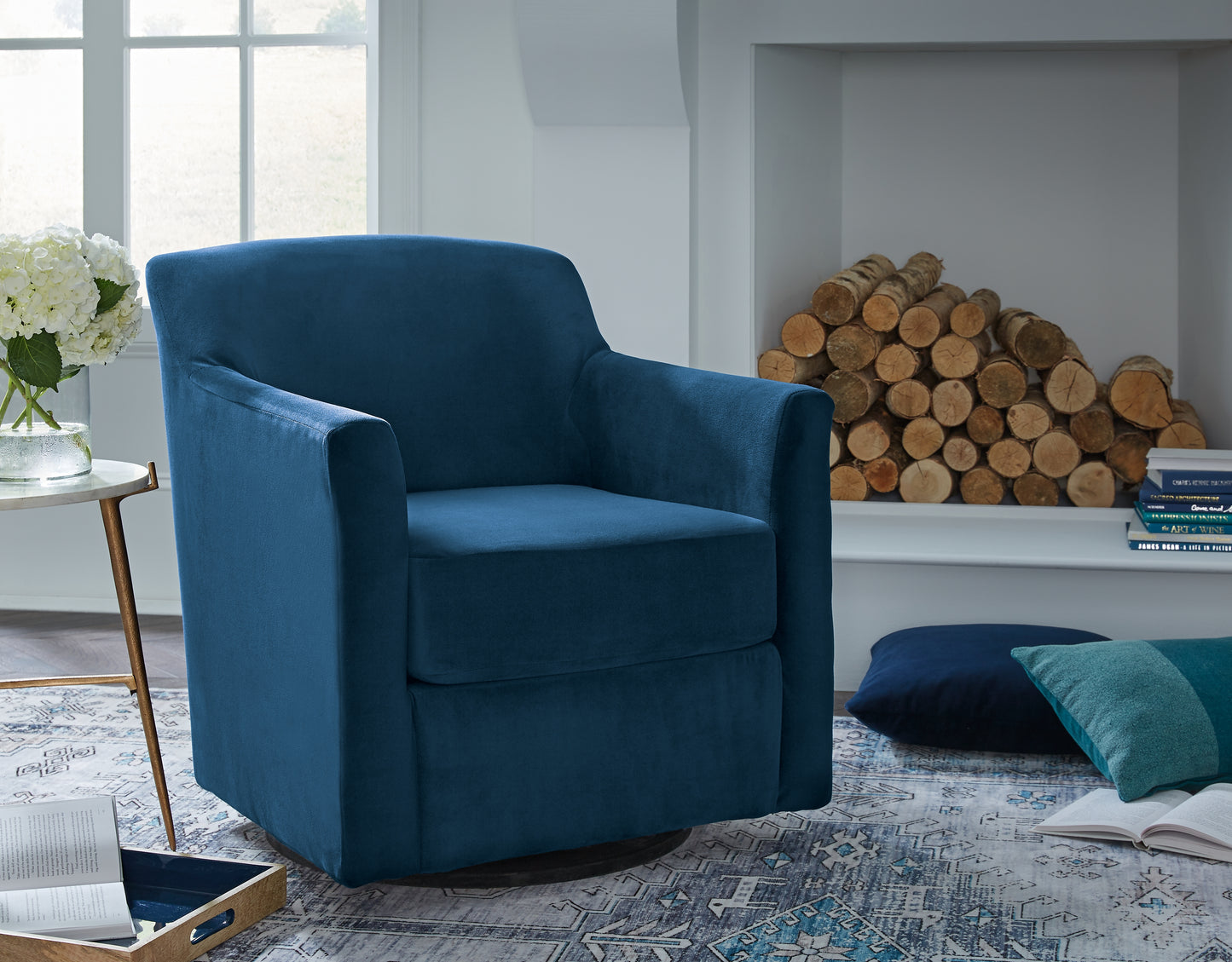 The Furniture Outlets - Ashley Furniture - Bradney Swivel Accent Chair - Swivel Accent Chair / Ink - A3000602