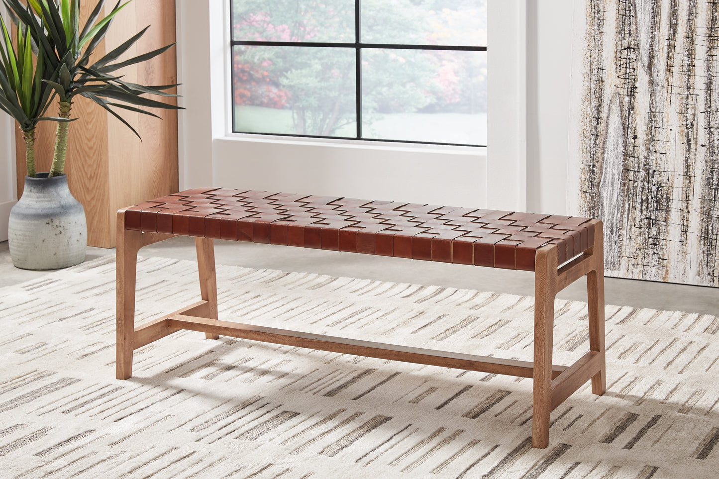 The Furniture Outlets - Ashley Furniture - Lemmund Accent Bench - Accent Bench / Natural/Brown / 48"W x 16"D x 18"H - A3000682