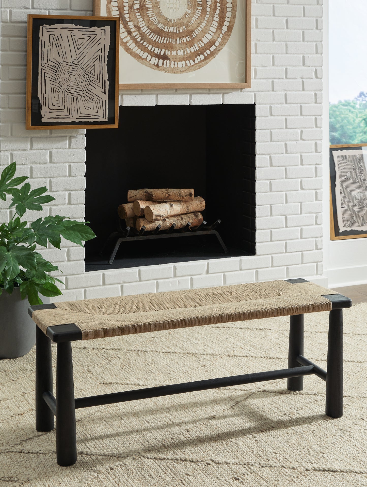 The Furniture Outlets - Ashley Furniture - Acerman Accent Bench - Accent Bench / Black/Natural / 48"W x 16"D x 18"H - A3000684