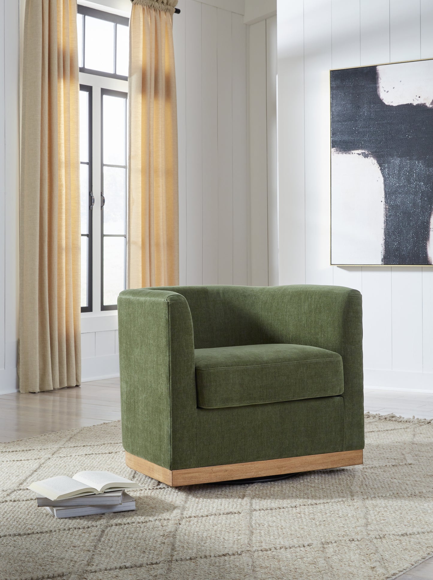 The Furniture Outlets - Ashley Furniture - Jersonlow Swivel Accent Chair - Swivel Accent Chair / Forest Green - A3000696