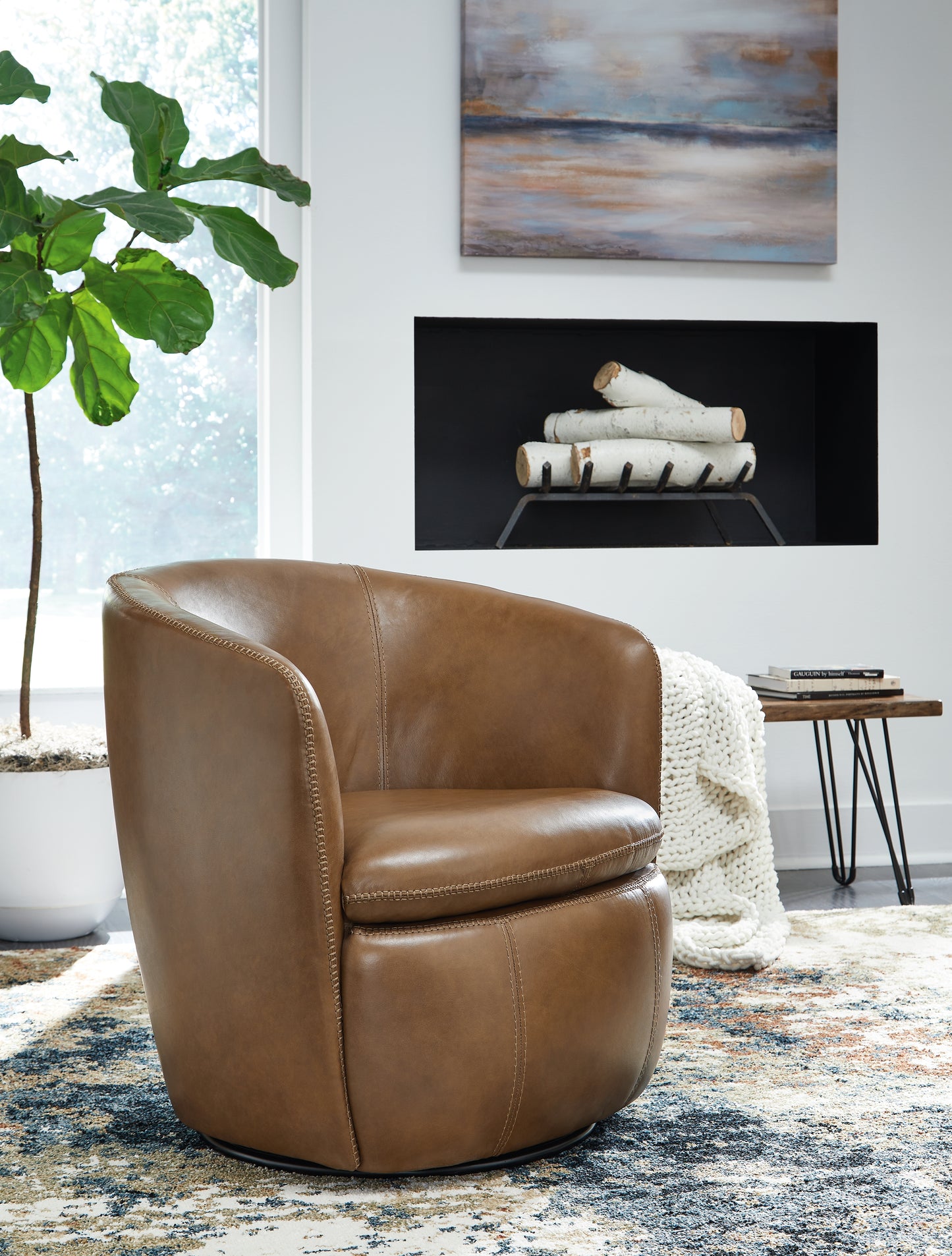 The Furniture Outlets - Ashley Furniture - Kierreys Swivel Accent Chair - Swivel Accent Chair / Caramel - A3000700