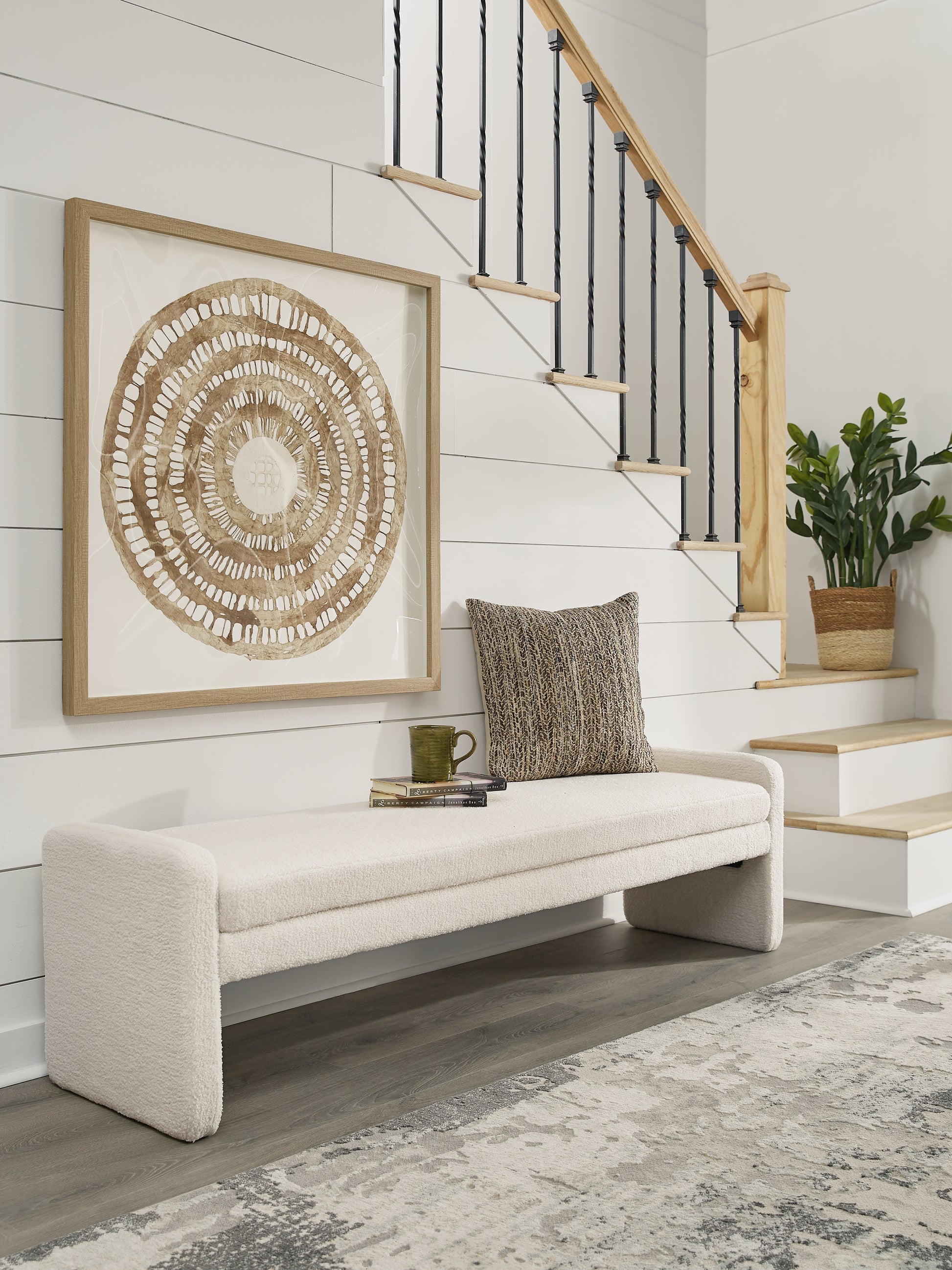 The Furniture Outlets - Ashley Furniture - Lembertson Accent Bench - Accent Bench / Ecru / 70"W x 18"D x 19"H - A3000714