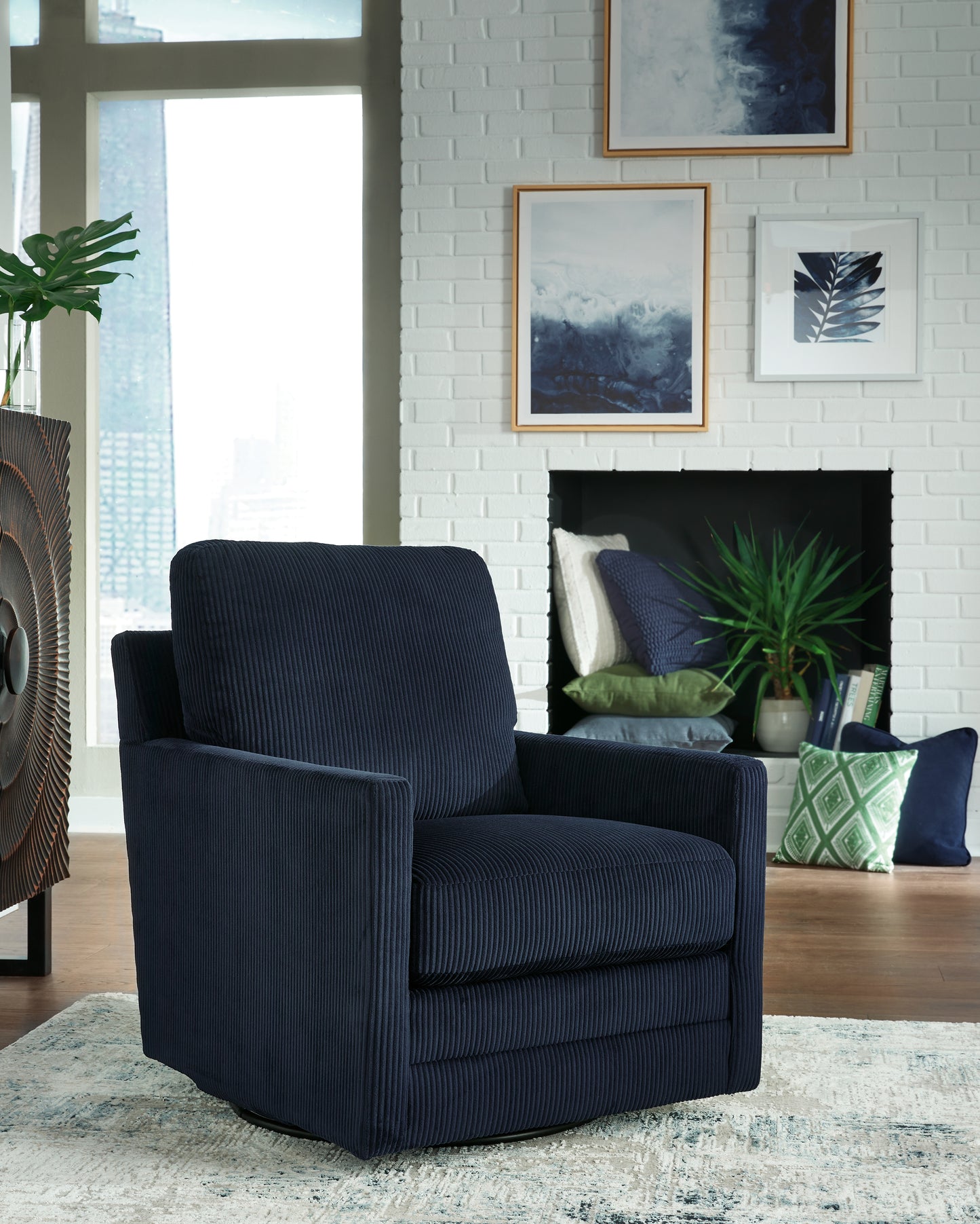 The Furniture Outlets - Ashley Furniture - Icaman Swivel Accent Chair - Swivel Accent Chair / Navy - A3000727