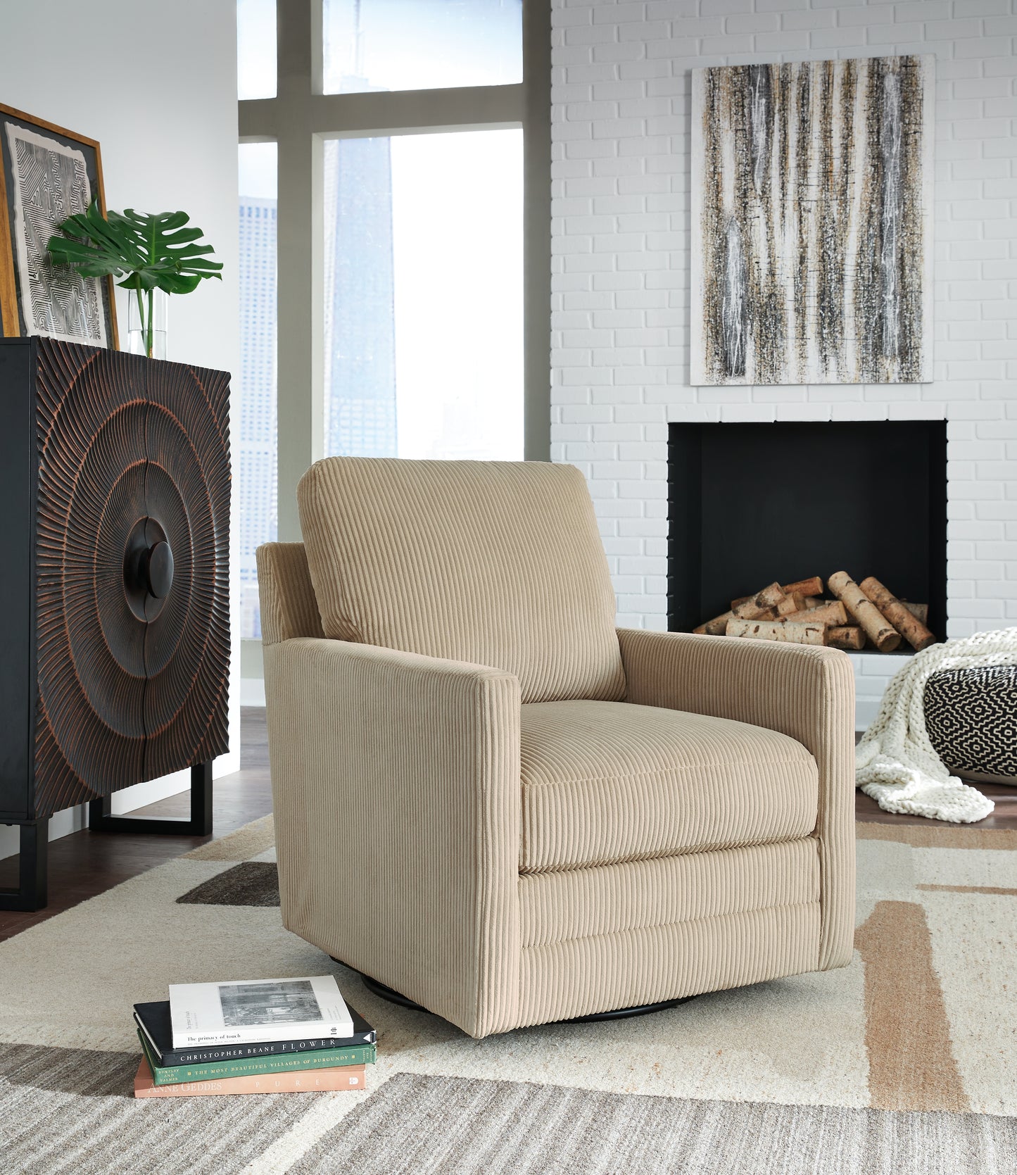 The Furniture Outlets - Ashley Furniture - Icaman Swivel Accent Chair - Swivel Accent Chair / Sand - A3000728