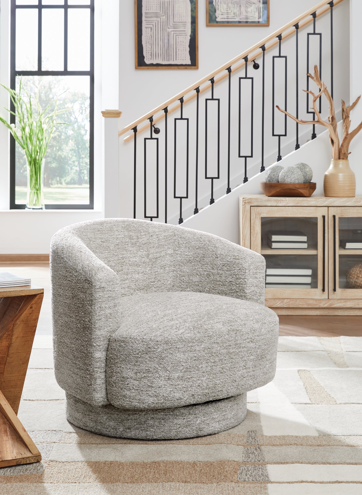 The Furniture Outlets - Ashley Furniture - Wardsor Swivel Accent Chair - Swivel Accent Chair / Stone - A3000731