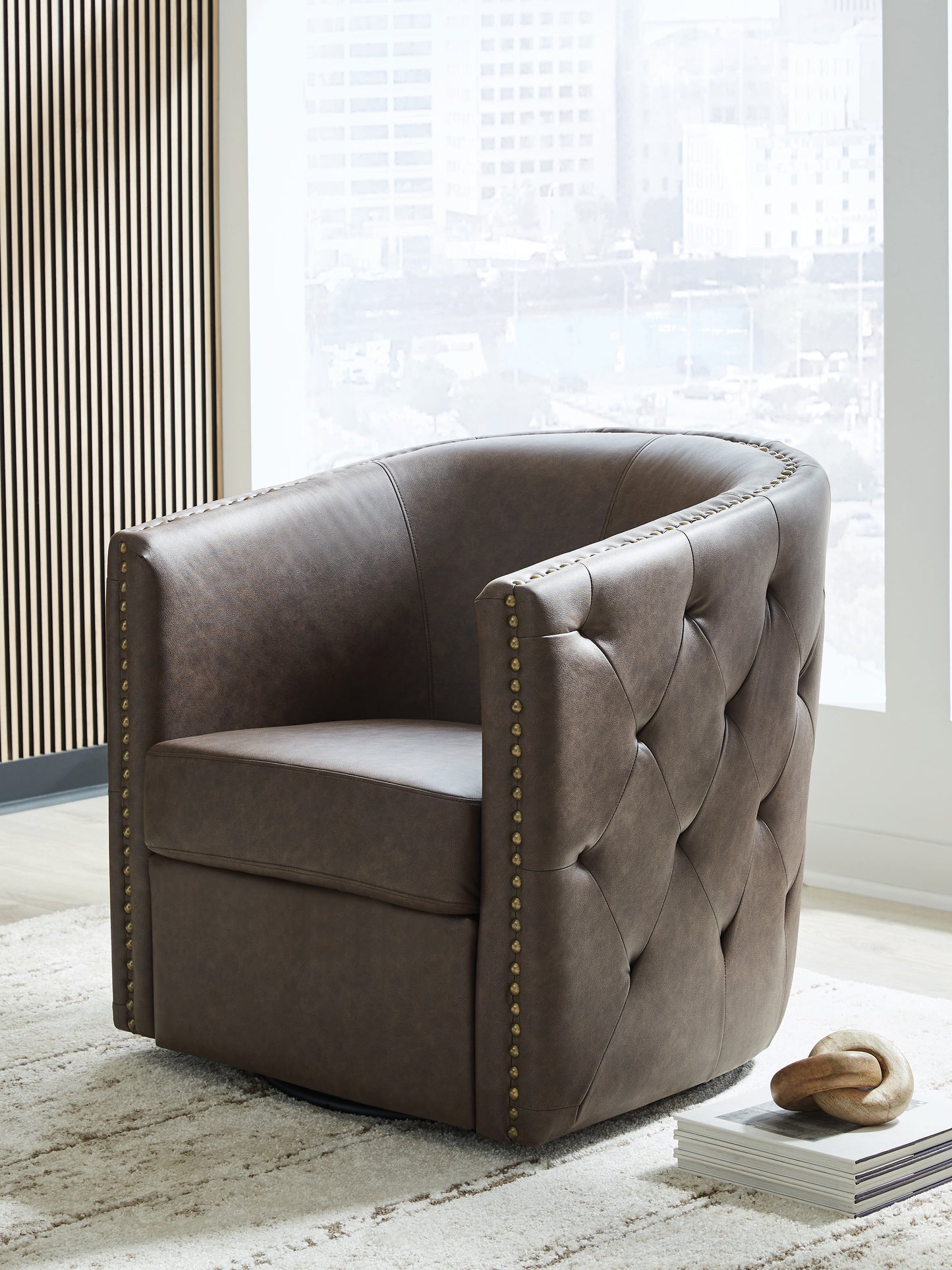 The Furniture Outlets - Ashley Furniture - Brentlow Swivel Accent Chair - Swivel Accent Chair / Granite - A3000741