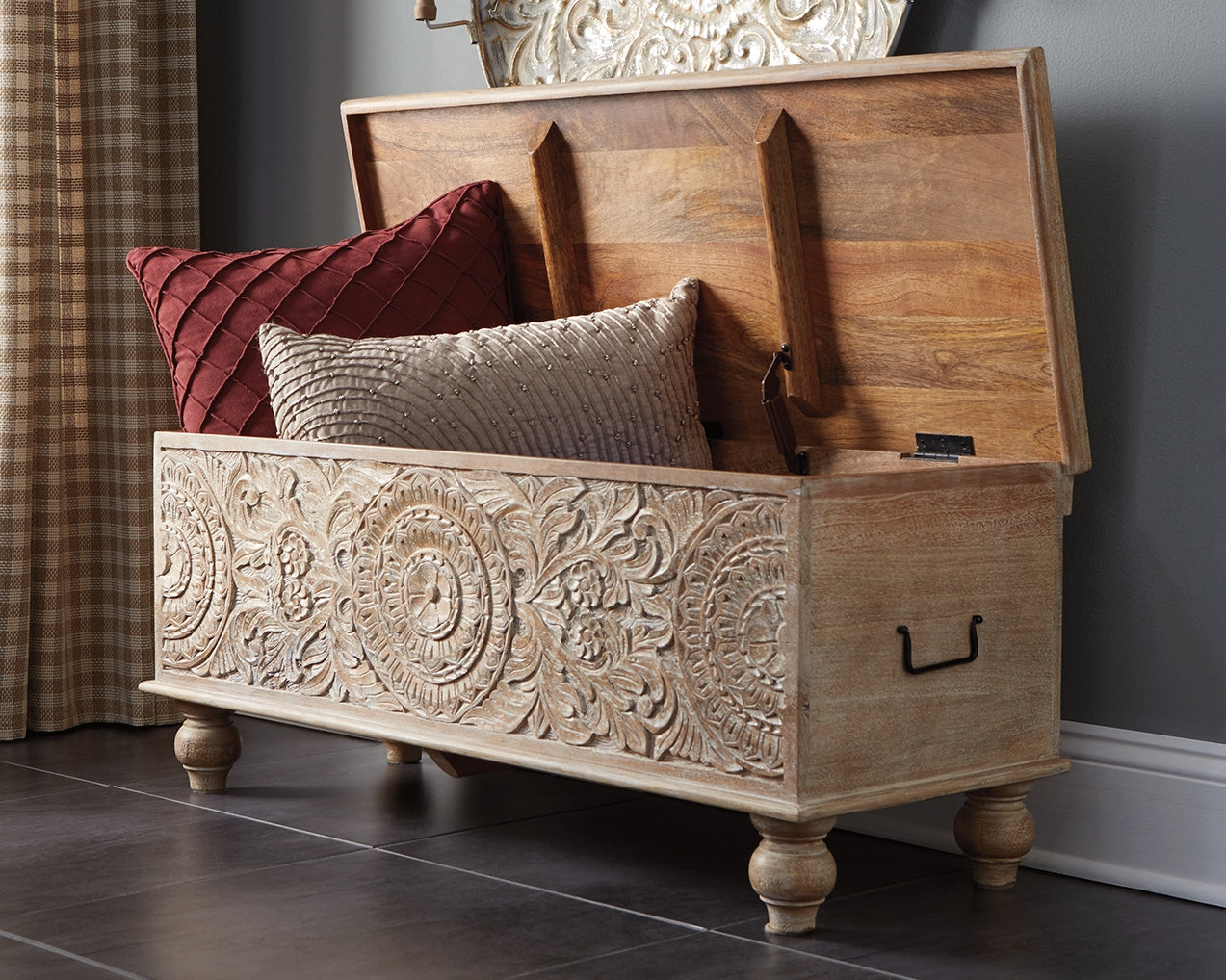 The Furniture Outlets - Ashley Furniture - Fossil Ridge Storage Bench - Storage Bench / Beige / 44"W x 17"D x 17"H - A4000039