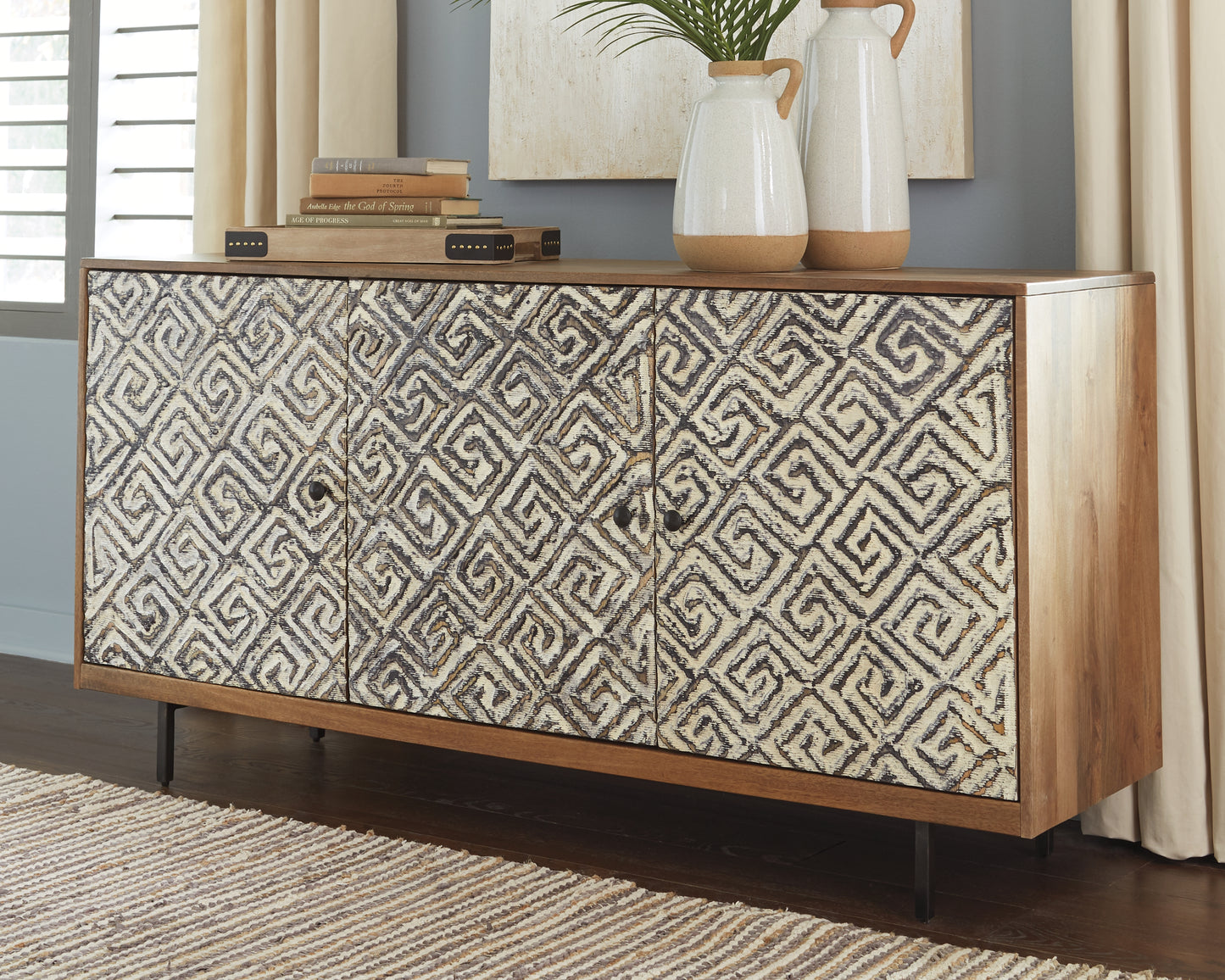 The Furniture Outlets - Ashley Furniture - Kerrings Accent Cabinet - Accent Cabinet / Brown/Black/White - A4000258