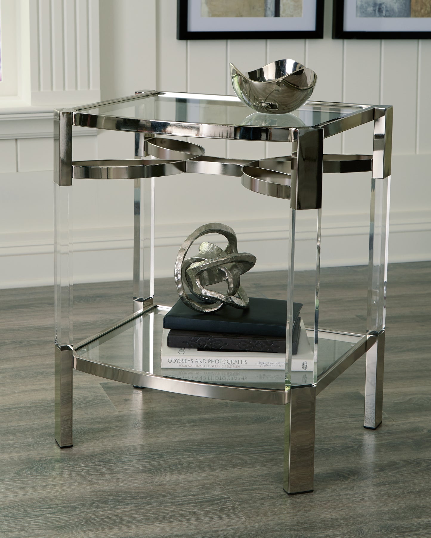 The Furniture Outlets - Ashley Furniture - Chaseton Accent Table - Accent Table / Clear/Silver Finish - A4000334